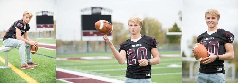 3 pictures of a high school football player