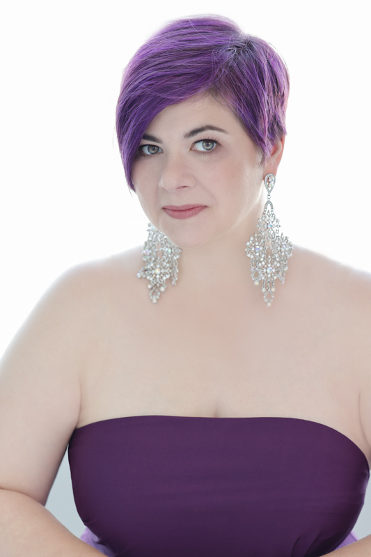 Portrait of a woman with purple hair